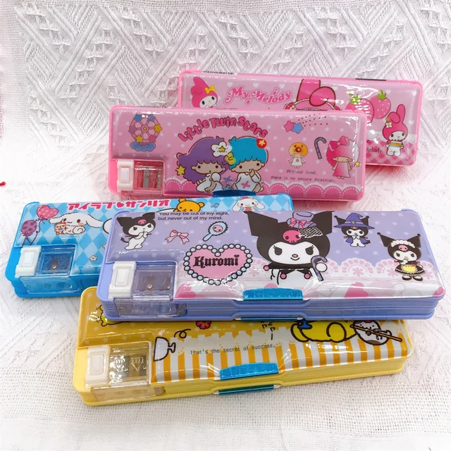 Kawaii Cinnamoroll My Melody Kuromi Anime Sanrioed Cartoon Pen Case Student Cute Multifunctional Stationery Box Birthday Gift 2