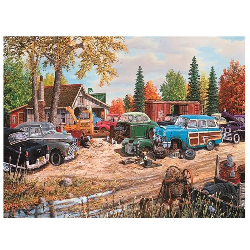 

Diamond Painting Full Circle Diamond Kit Rhinestone Picture Art Craft Home Door Decoration (Abandoned Vehicle)