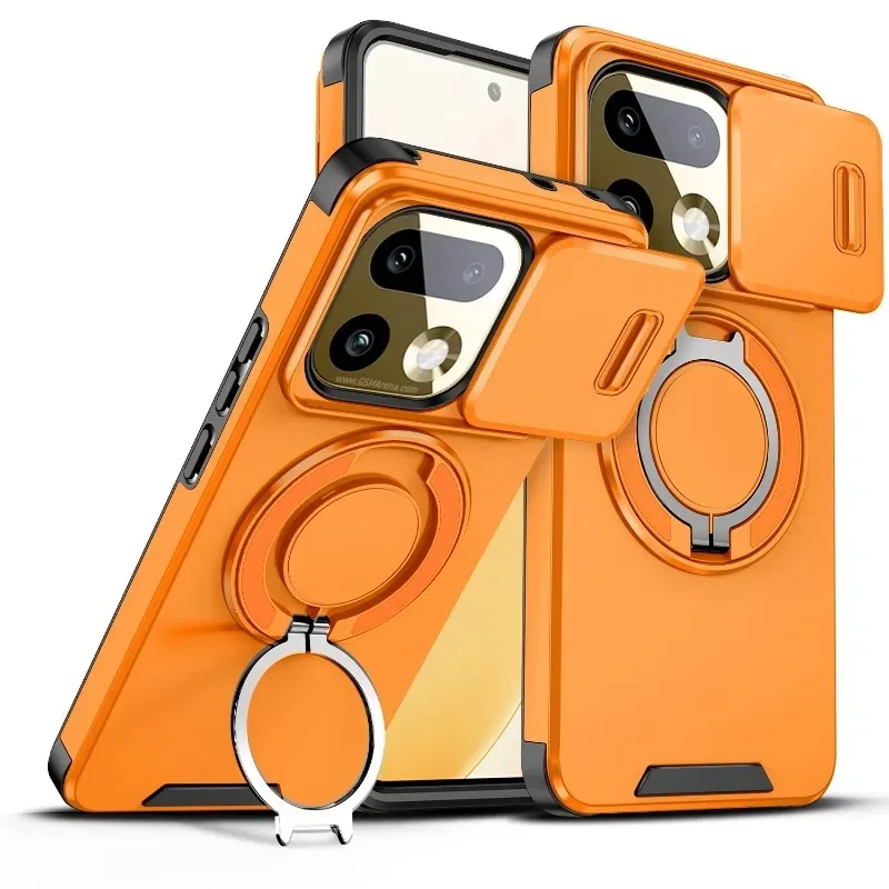 PC+TPU Magnetic Bracket Phone Case with Sliding Lens Armor Protection