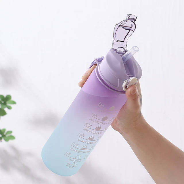 3pcs/set Sports Water Bottle With Straw Men Women Fitness Water Bottles  Outdoor Cold Water Bottlesc With Time Marker Drinkware - Sports Bottles -  AliExpress