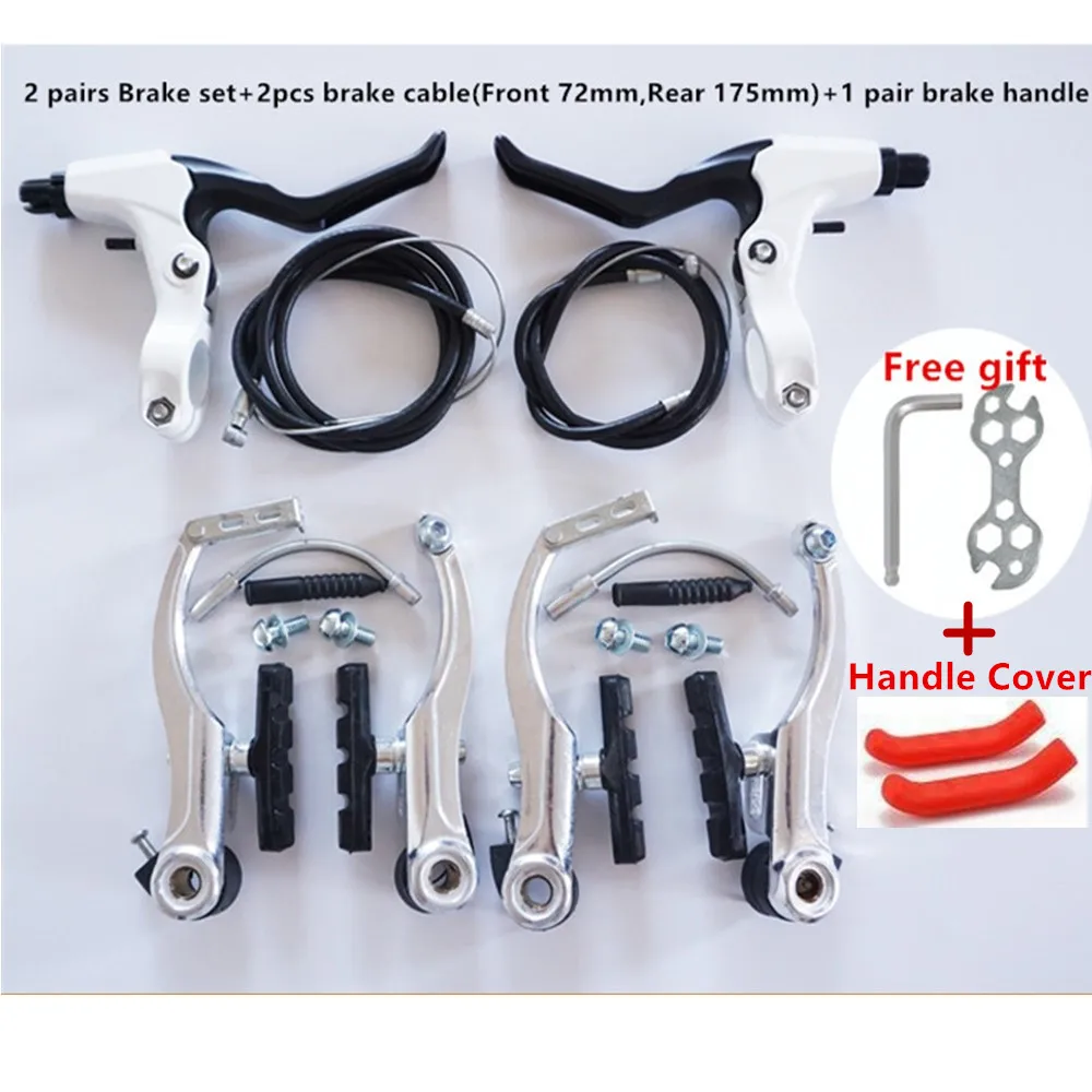 

MTB Bike V Brake Caliper Set AL Mountain Bicycle BMX Cruiser Linear Pull Braking Clamp Set With Brake Pads and levers Silver