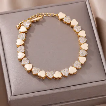 Pulsera de eslabones de corazón para mujer