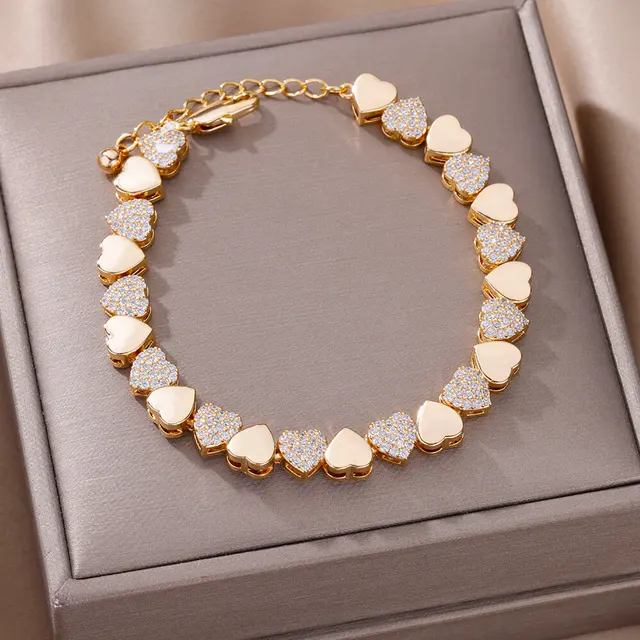 Pulsera de eslabones de corazón para mujer