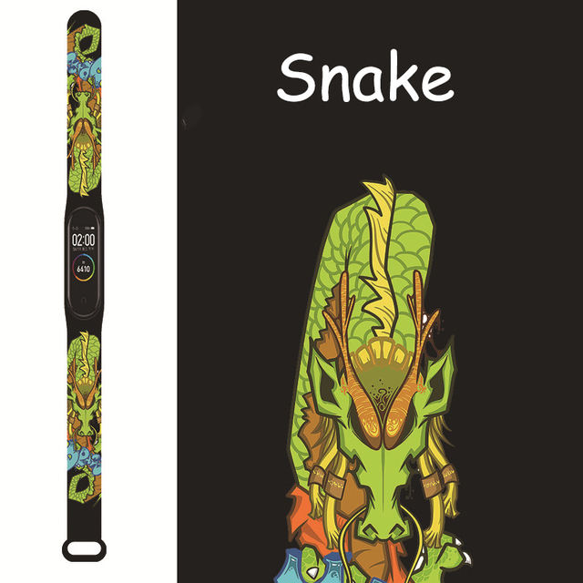 Band 6 5 4 3 Silicone Wristband Mi Band 5 Bracelet Mi Band 6 Men's Women's Wristband TPU Cartoon Animal Zodiac Printed Strap
