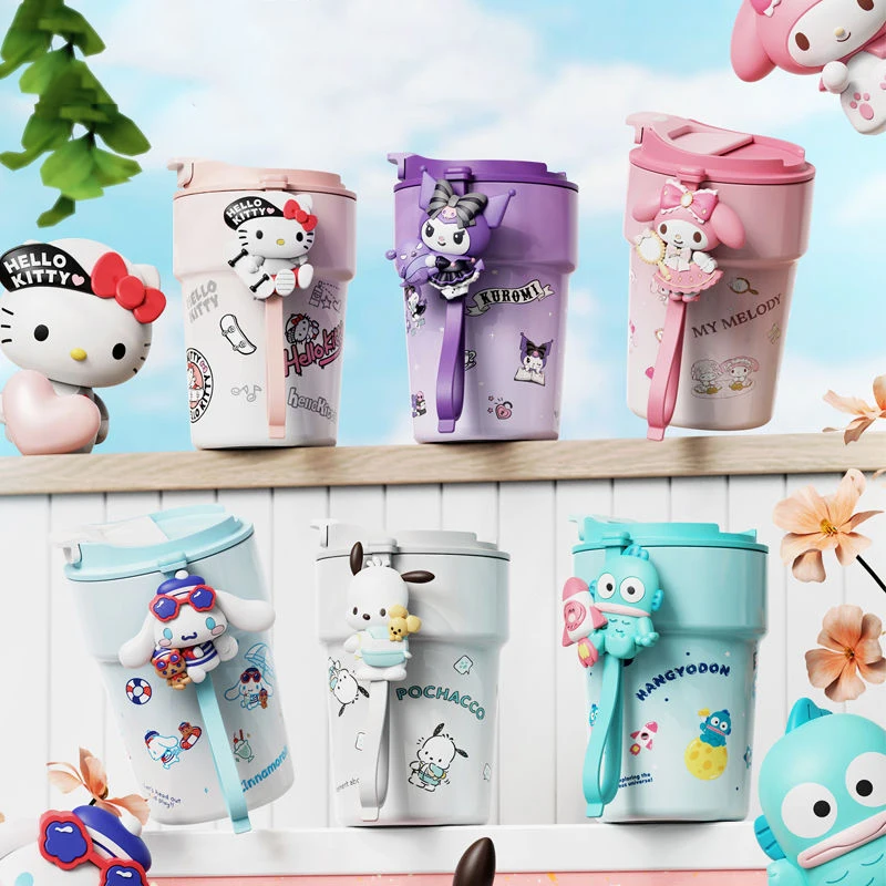 

380Ml Sanrios Hellokittys Kuromi Pochacco Stainless Steel Coffee Mug Cute Cartoon Travel Thermos Cup Portable Vacuum Flasks