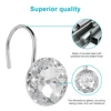 Shower Curtain Hooks 12pcs Acrylic Crystal Shower Curtain Rings Rustproof Round Diamond Decorative Curtain Rings Hooks Shower 2