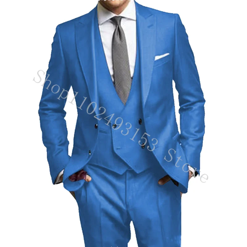 Men Suits Prom Tuxedos Slim Fit 3 Piece Groom Wedding Suit For Men Custom Blazer Terno Masuclino 3 Pieces jacket+Vest+Pants