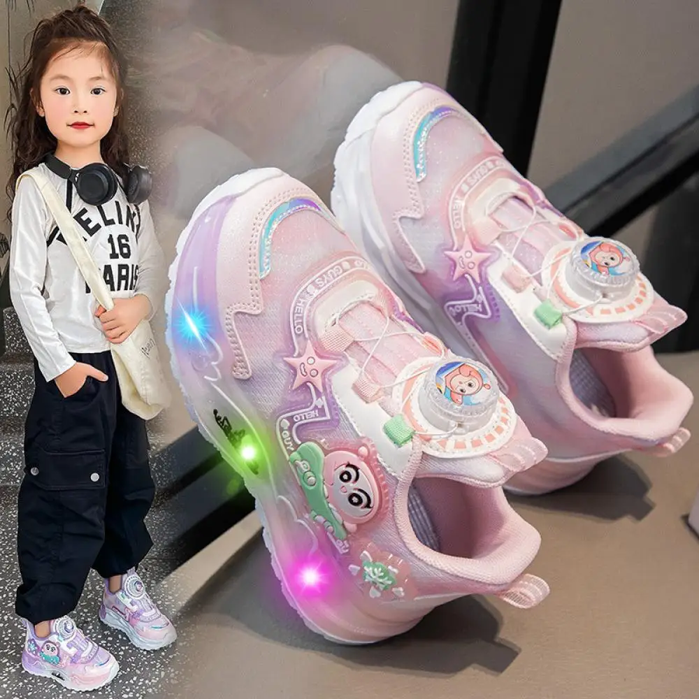 Kuromi My Melody Childrens Led Light Sneakers Sanrio Kawaii Cartoon Fashion Girls Casual Shoes Winter Kids Antislip Running Shoe 6