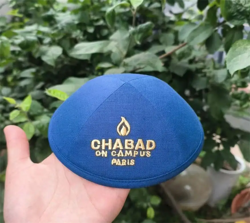 Kippa noir, KIPPOT, KIPPOT avec broderie blanche de TOPKIPOT pour