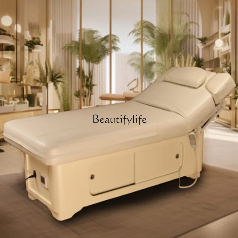 Electric Beauty Salon Special High-End Massage Constant Temperature Spa Automatic Lift Beauty Care Bed Solid Wood