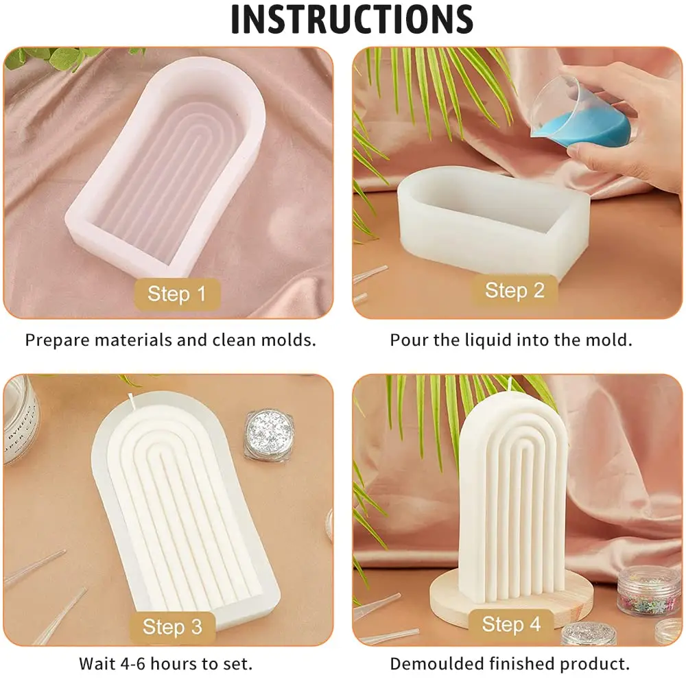 Rainbow Arch Candle Mold Striped U-Shaped Silicone Mold Abstract Architectural Resin Moulds Soap Tray Handmade Candle 1pc