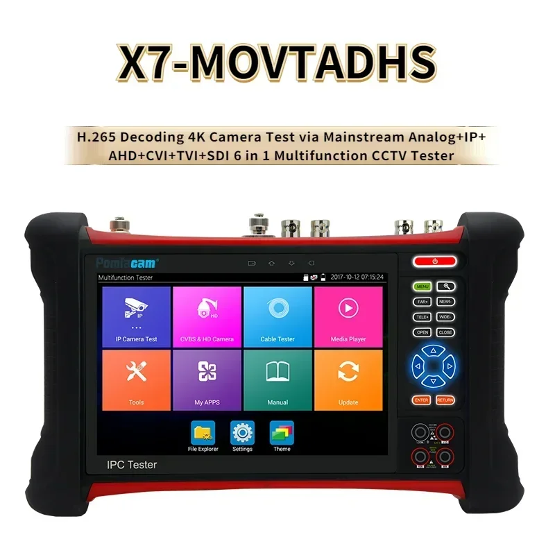 X7  CCTV Teste 4K Camera 7inch Touch Screen Test via Mainstream Analog+IP+ AHD+CVI+TVI+SDI 6 in 1 Multifunction CCTV Tester x7 cctv teste 4k camera 7inch touch screen test via mainstream analog ip ahd cvi tvi sdi 6 in 1 multifunction cctv tester