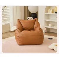Kids Bean Bag Sofa Cute Playroom Reading Chair Baby Toddler Recliner Seat Soft Washable Removable Cover Brown White Orange 6