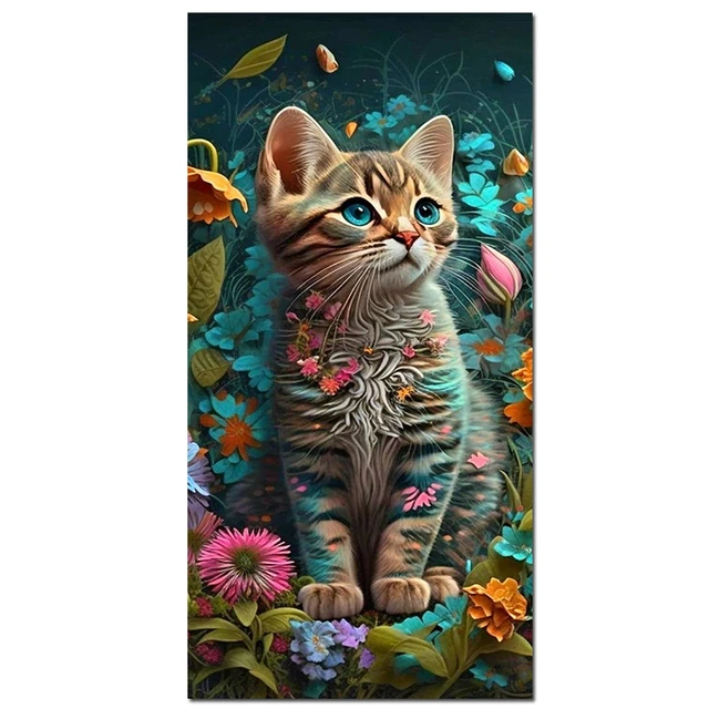 4 Pack Cat Diamond Painting Kits 5D Diamond Painting Animals Full Diamond  Painting Pictures Crystal Cross Stitch Embroidery Set Cute Animal Diamond