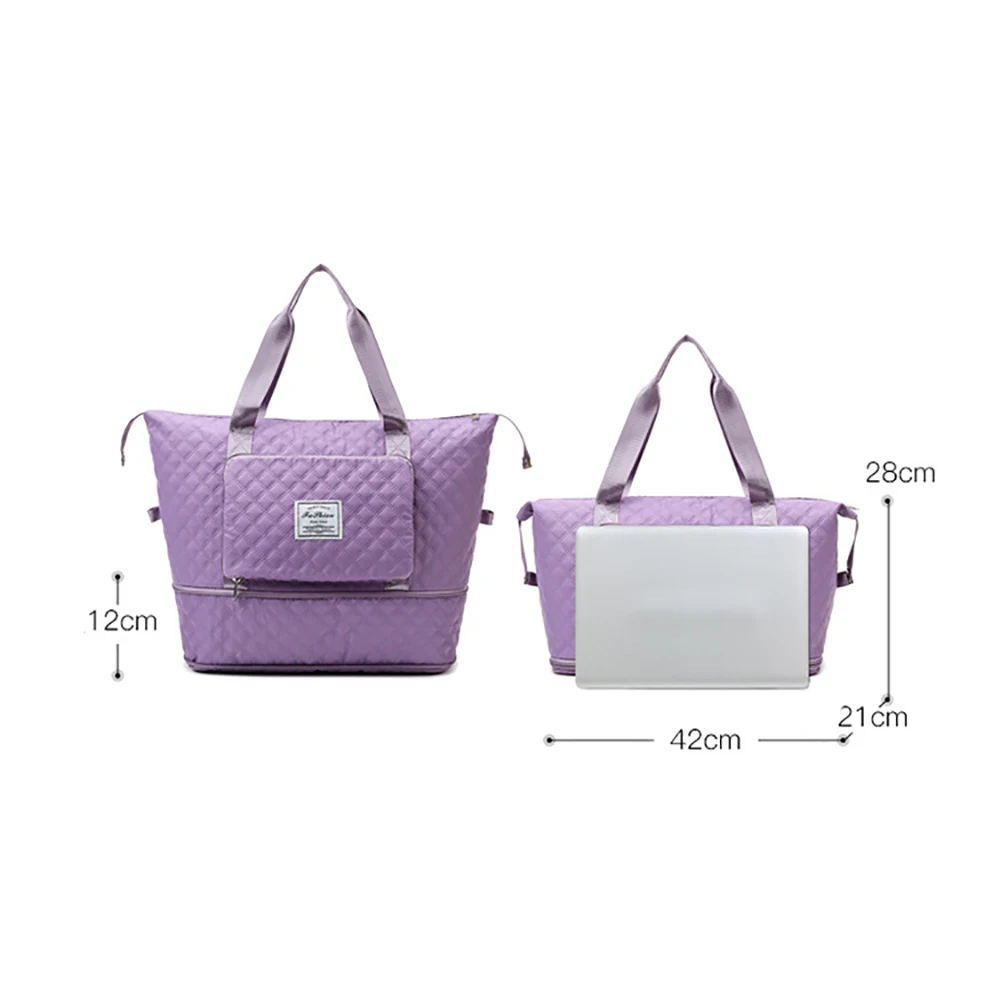 Buylor Foldable Travel Duffle Bag Lingge Women's Shoulder Bag Waterproof Luggage Bags Fitness Large Capacity Storage Handbags