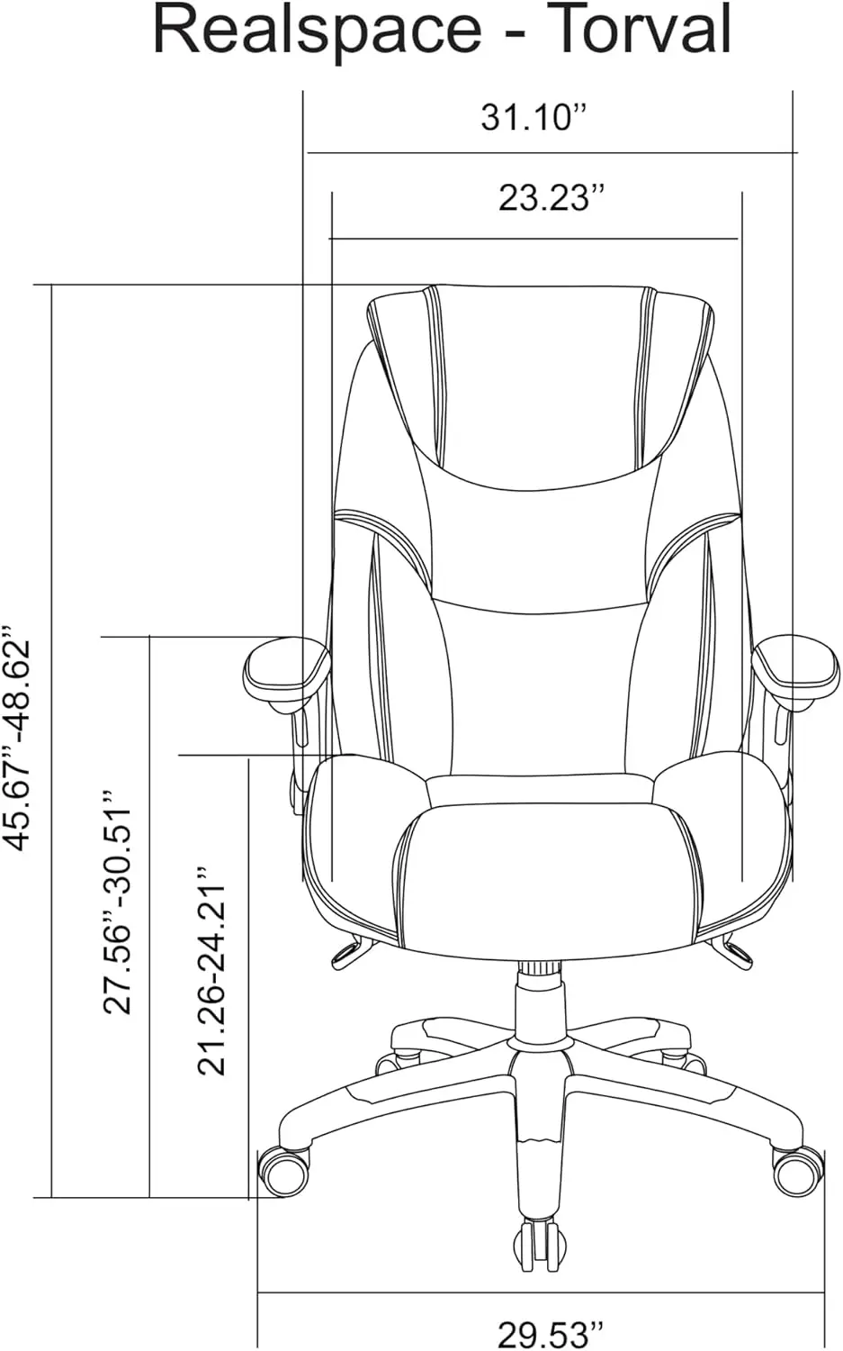 Torval Big & Tall Bonded Leather High-Back Computer Office Chair, Black/Silver, BIFMA Compliant
