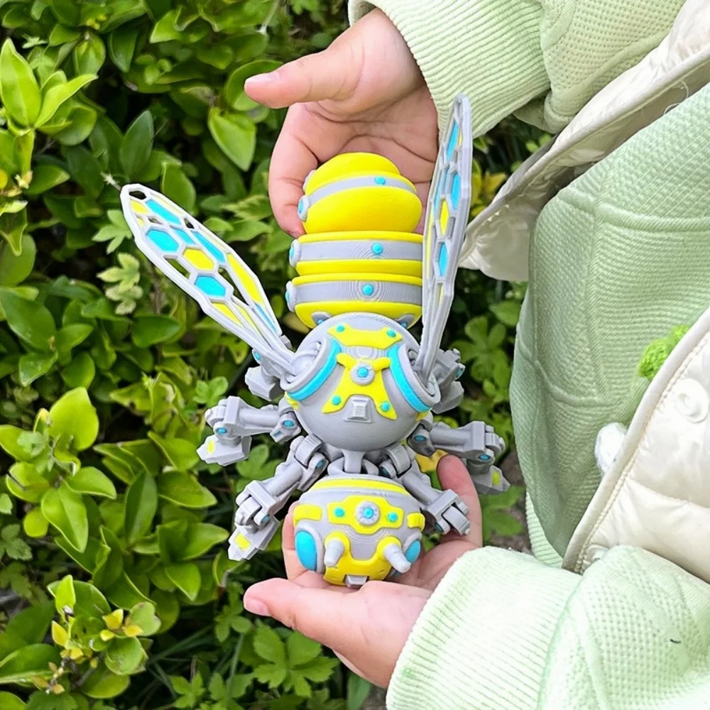 3D Printed Mechanical Bee Toy Joints Can Move Sizes 8/10cm Jointed Full Movable Birthday Gift Realistic Animals Decorative