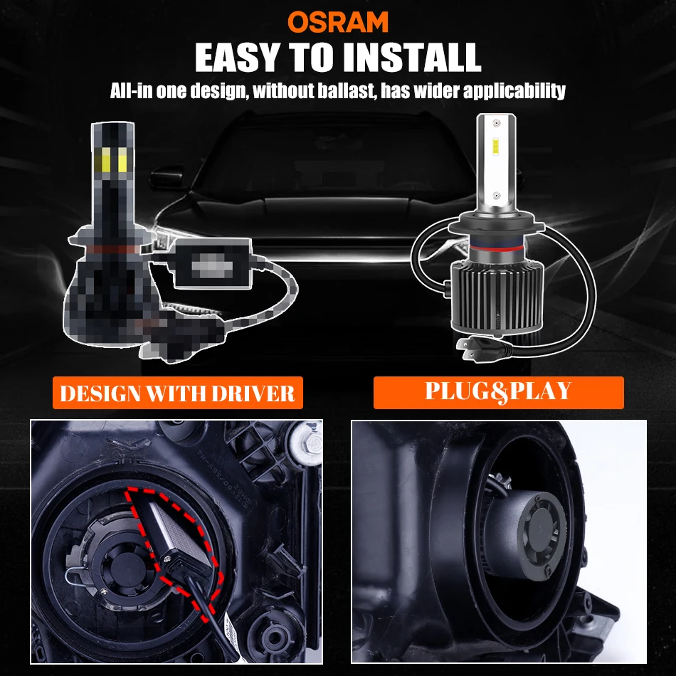 LED Headlights OSRAM H4 H11 H7 9012 HIR2 HB2 HB3 9005 HB4 9006 Car Lights Moto 6000K Mini Headlight Auto 12V