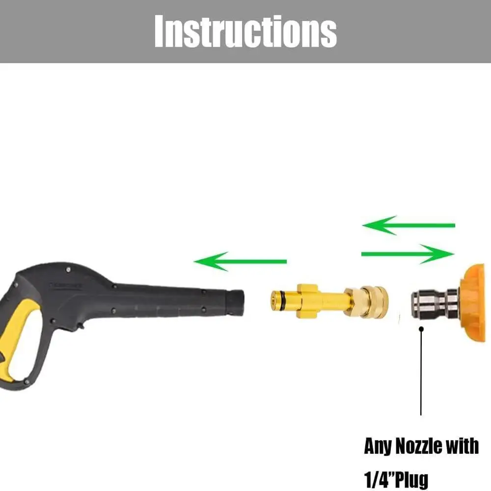 Car Wash Gun Adaptor For Elitech YILI Huter Patriot Daewoo Dax To 1/4" Quick Hitch Connect With Sprayer Nozzles 2