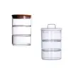 3 Layer Glass Food Jar Grain Container Glass Storage Container Airtight Glass Storage Jar 3 Tier Stacking Jars for Nuts Pantry 4