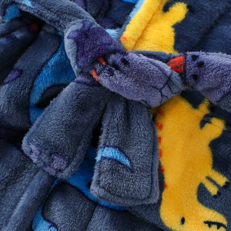 Soft Children Flannel Bathrobe Spring Autumn New Dinosaur Kids Sleepwear Bear Pajamas for Girl Boy Teenage Clothing 4-16Yrs