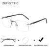 ZENOTTIC Fashion Rectangle Rimless Prescription Glasses High-quality Anti Blue Light/Photochromic Optical Eyeglasses for Men