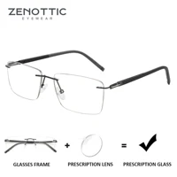 ZENOTTIC Fashion Rectangle Rimless Prescription Glasses High-quality Anti Blue Light/Photochromic Optical Eyeglasses for Men