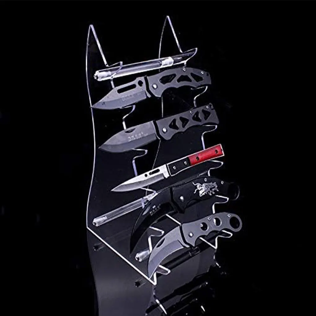1pc Six Layers Heavy Duty Acrylic Knife Holders Pocket Knife Easel Holder Hunting Survival Knife Holder Home Kitchen Storage 5