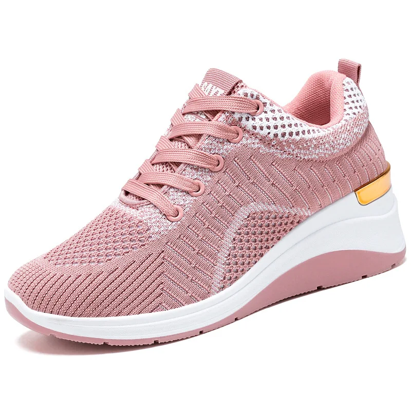 2022 new mesh breathable shoes for woman fashion sneakers thick-soled lightweight lace-up casaul platform sneakers Female