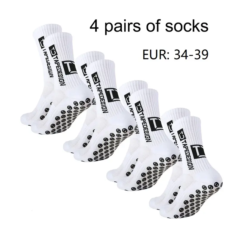 4 pairs of new TC mid tube glued football socks for sports training and competition, non slip and breathable socks - Image 8