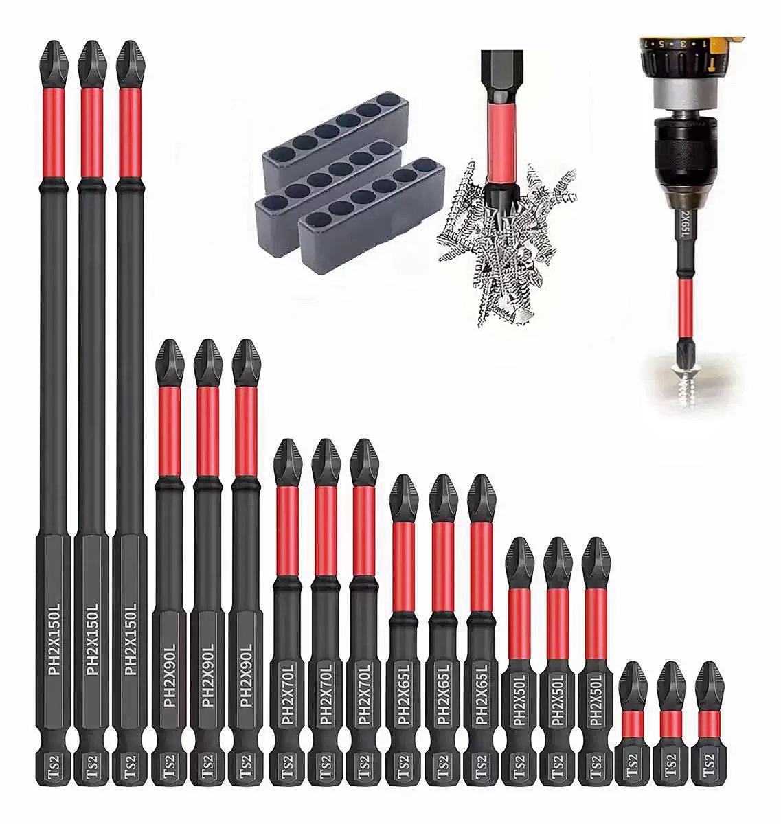 Magnetic Screwdriver Bits Non-slip Shockproof Phillips Impact Bits Hex Shank Alloy Steel Suitable for Power Tools 5/12 Pcs