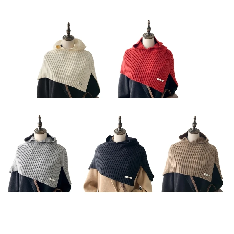 

L93F Handmade Crochet Hooded Cape Hat Winter Autumn Casual Scarf Cap Pullover Shawl