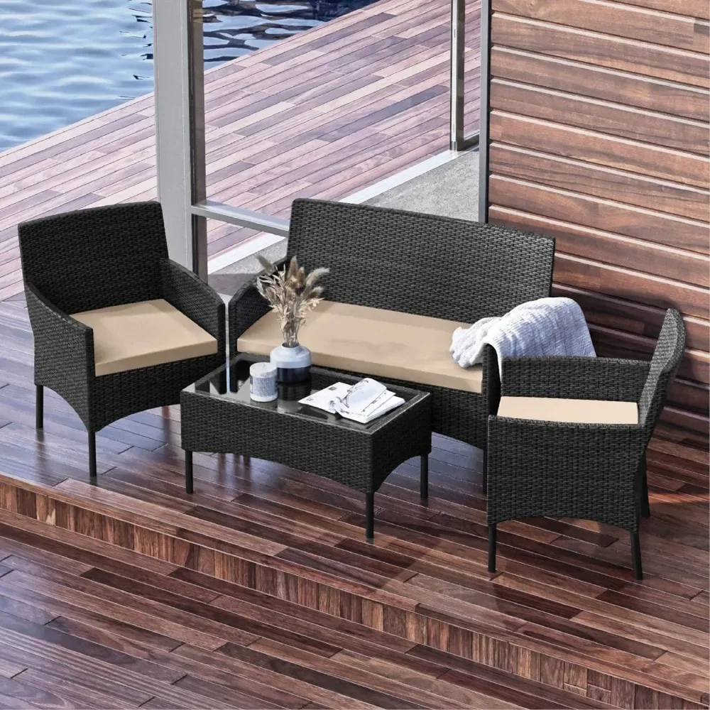 

Outdoor Garden Furniture Sets 4 Piece Patio Furniture Set - Outdoor Furniture Patio Set With Outdoor Loveseat Table Chair