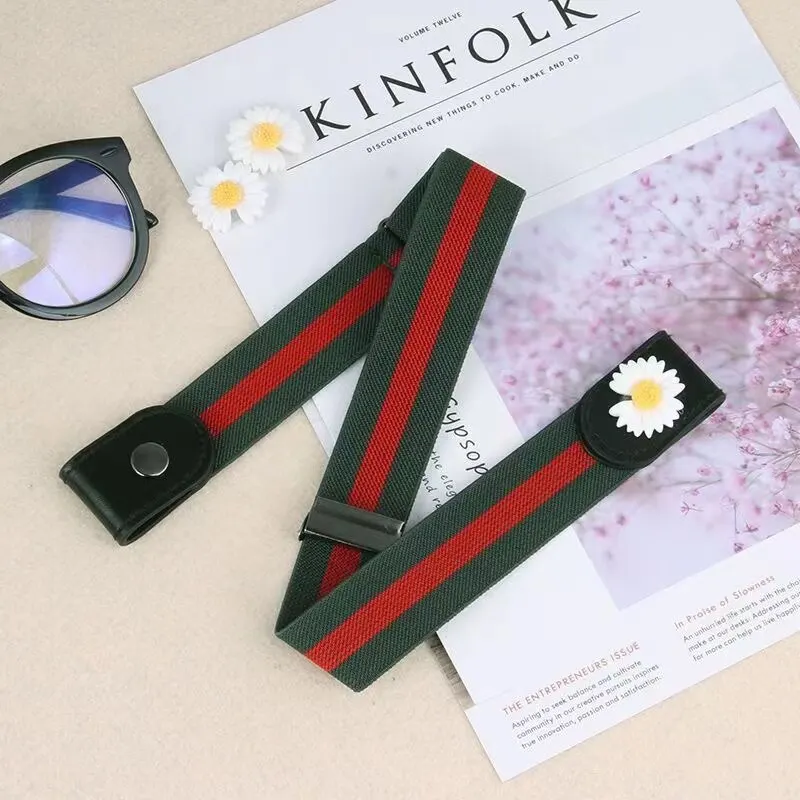 Mens Belt Men and Women Elastic Belts Japanese Invisible Seamless Buckle Rubber Band Allergy Belt