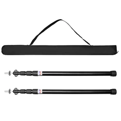 Durable Adjustable Aluminum Tent Support Rod for Camping and Outdoor Shelters (Black  2pc  250cm)