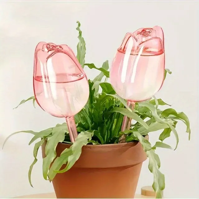 Pink tulip plant watering balls, suitable for indoor and outdoor plants, automatic plant drippers, and automatic watering 1
