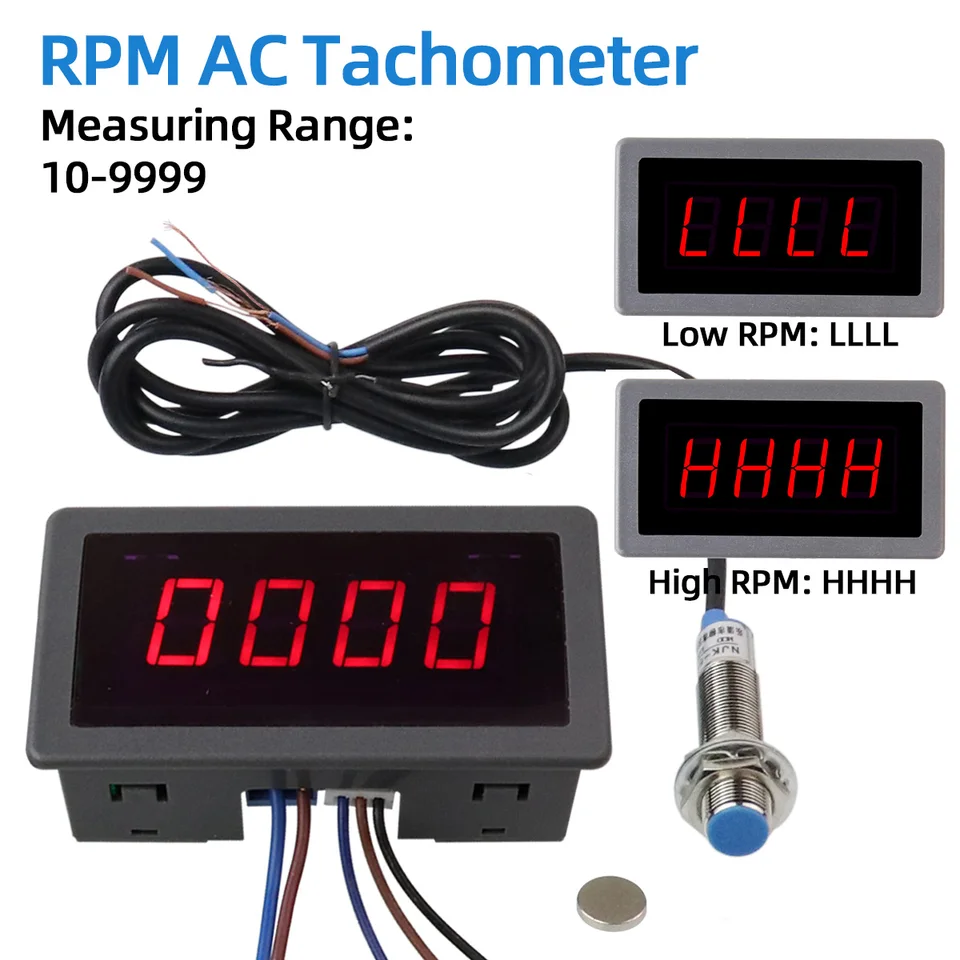 Contagiri Digitale 4 Cifre LED Rosso - 220V, Con Sensore Magnetico Hall, Per Motori - Foto 10