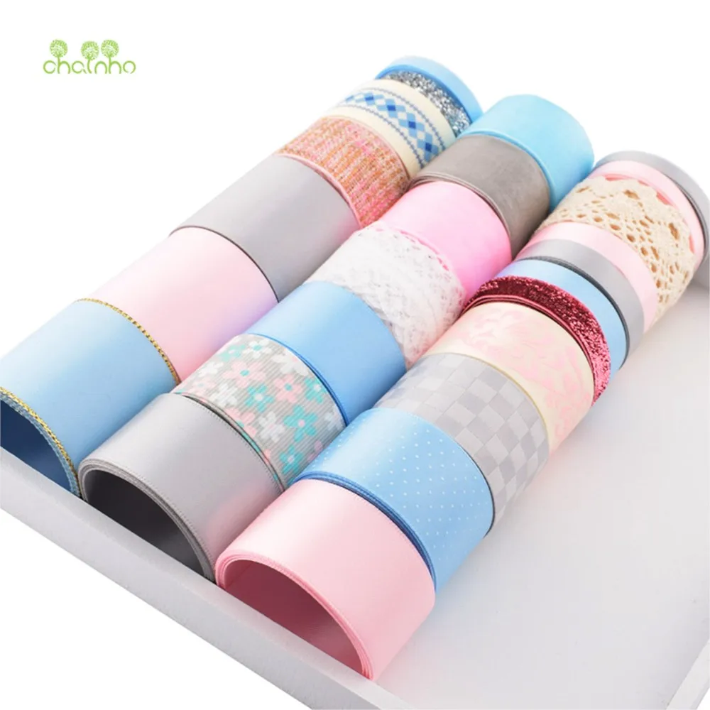 Chainho,Blue Ribbon Set,DIY Handmade Hair Ornament Material,Gif & Crafts Packing Accessory,Mix 25 Designs,1 Yard Per Piece,RB35