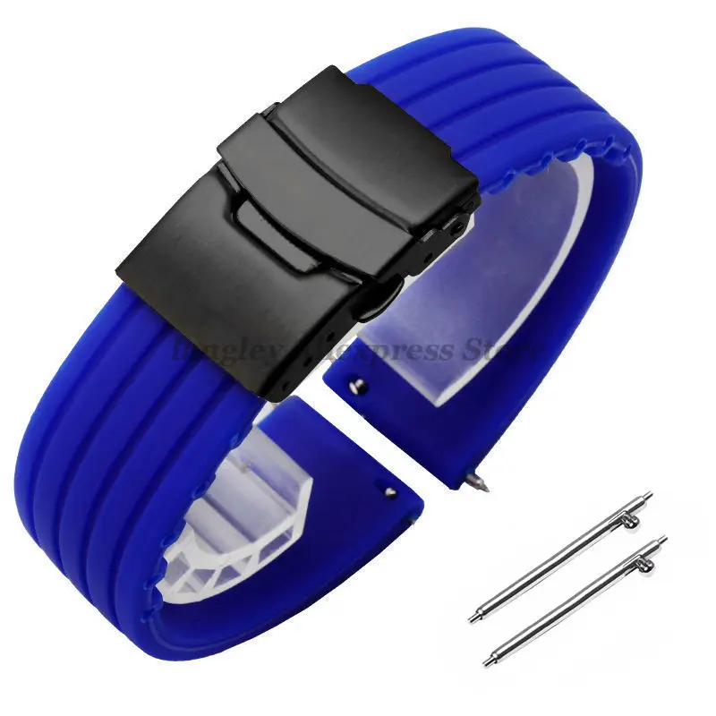 thumbnail image 1 of Correa de reloj de silicona de liberación rápida de 18 mm, 20 mm, 22 mm y 24 mm para Huawei Watch Gt2/3/4 de 46 mm para Fossil y Seiko, correas deportivas de goma, 1 of 5