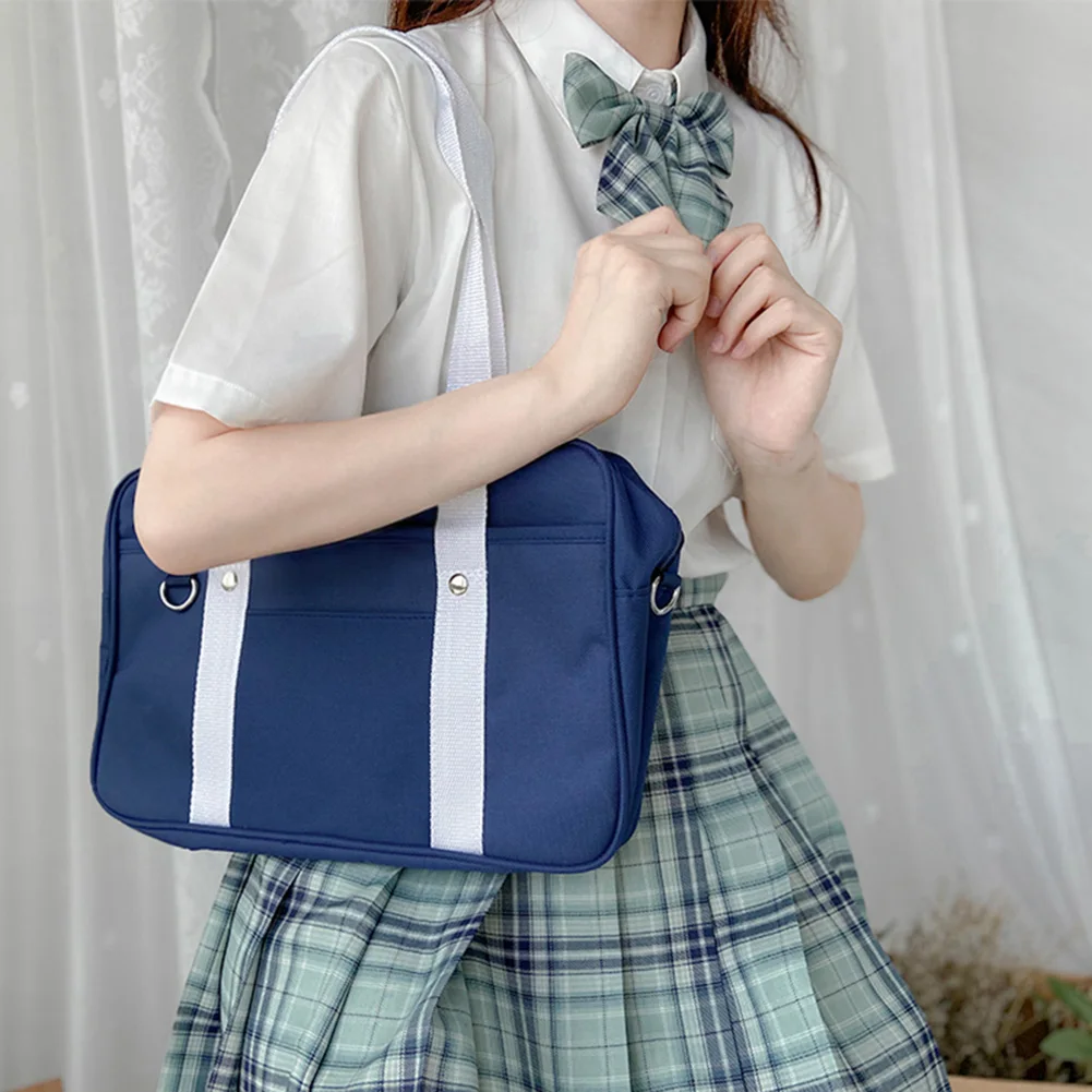 Cosplay Messenger Bag Teen Girls JK Uniform Handbag Large Capacity Solid Color Japanese Bag Zipper Closure Everyday Shoulder Bag
