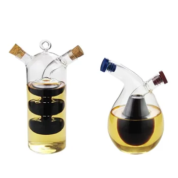 2-in-1 bottiglia a doppio strato salsa olio aceto bottiglia di vetro condimento condimento sigillato cucina bottiglie di stoccaggio barattoli utensili da cucina 1