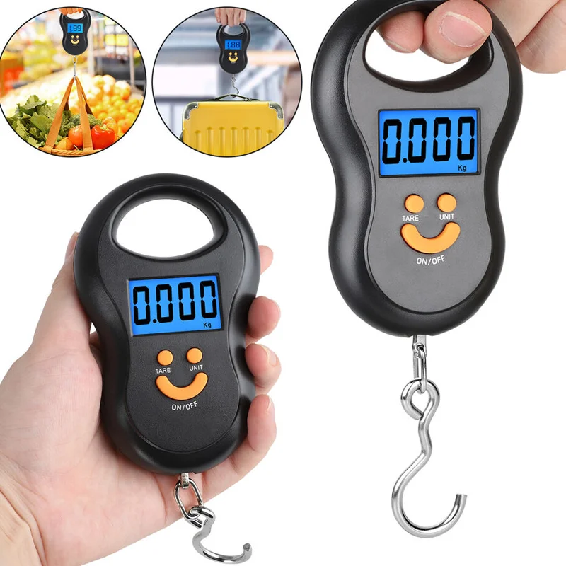 

50KG Hanging Electronic Travel Scales LCD Display Portable Digital Scale Balance Hook Travel Bag Scale Weight Measuring Tools
