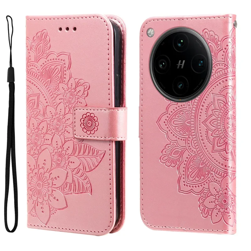 Retro Totem Sunflower Leather Wallet Phone Case - Magnetic Flip Cover
