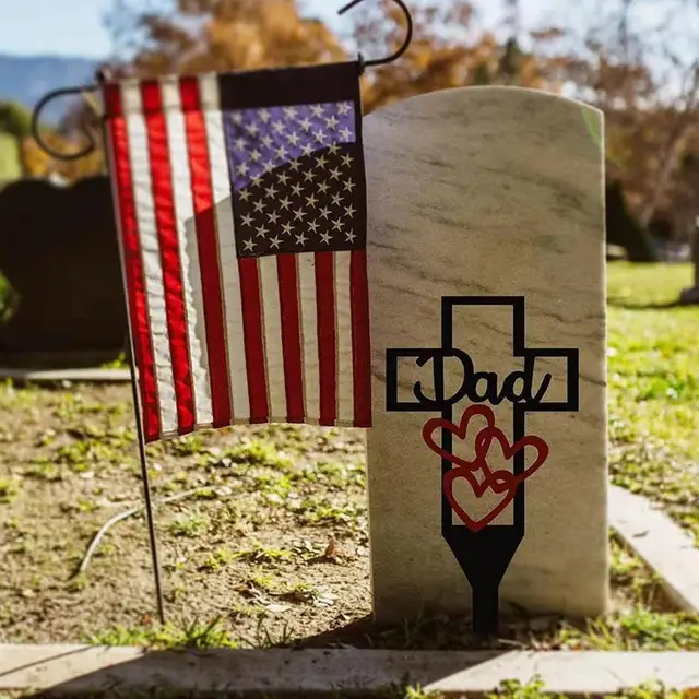 Temető Tét Emlékmű Sír Kerti Fém Apa Állatok Kövek Dekorációk Sírok Plakk Jel Sírjelző Virág - Image 3