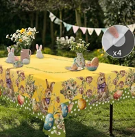 1 Easter Round Tablecloth, 5 Sizes Available, Polka Dot Easter Egg Printed Square Tablecloth, Edge Embossing Process, Spring Garden Tablecloth Decoration, Tablecloth for Daily Home Kitchen, Terrace, Easter Decoration 2