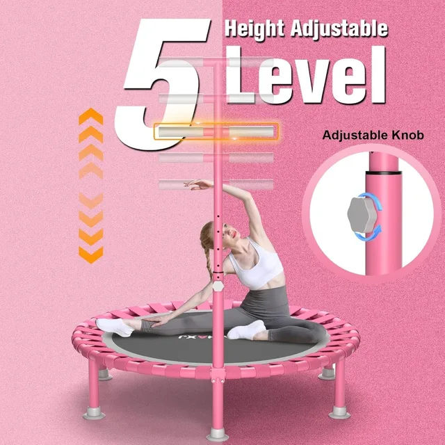 Foldable Mini Trampoline, 40" Rebounder for Adults & Kids, 450lbs Capacity with Adjustable T-Bar, Indoor Fitness Equipment