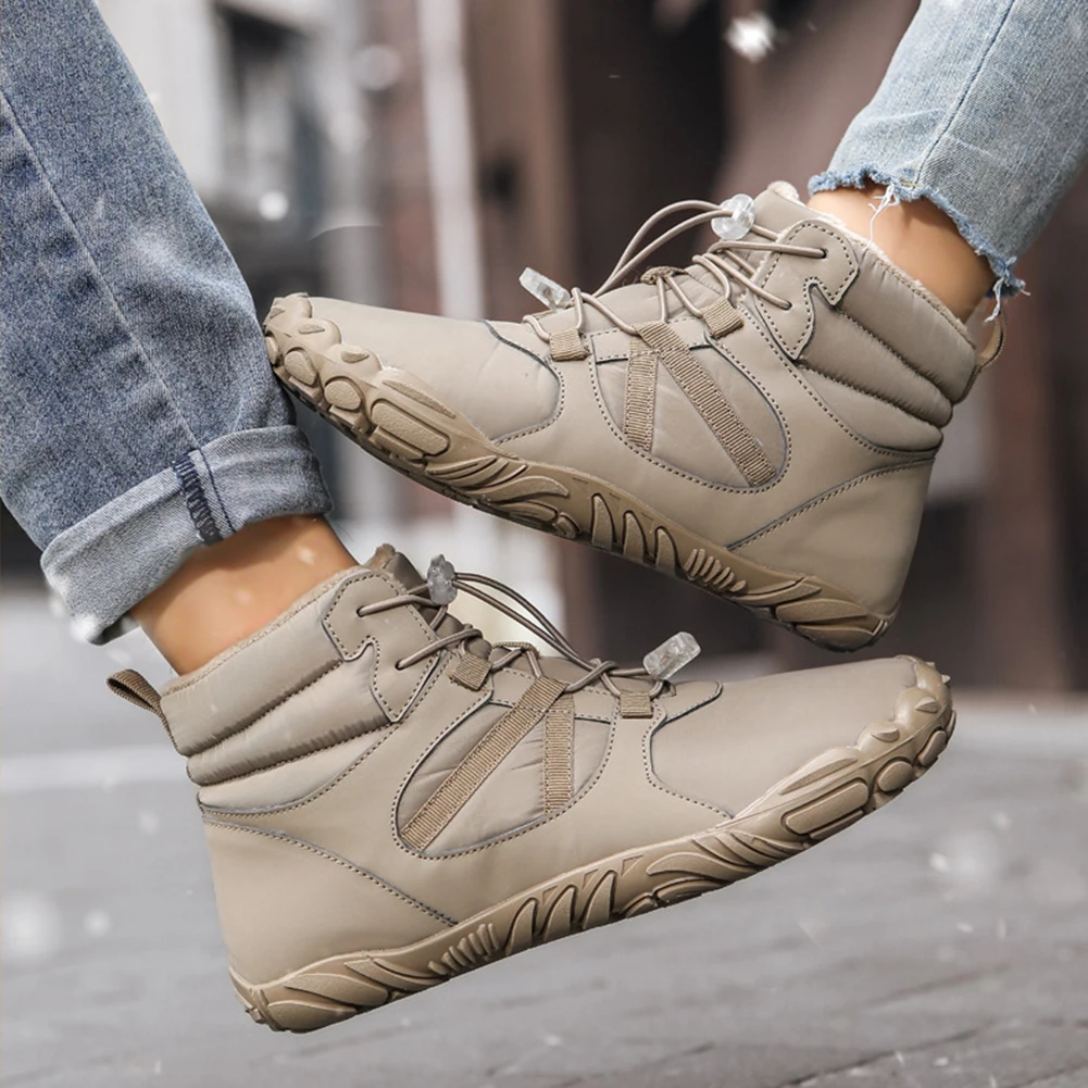 Winter Snow Boots Winter Jogging Sneakers Non Slip Casual Barefoot Shoes Waterproof High Top Boots for Travel Climbing Hiking 3