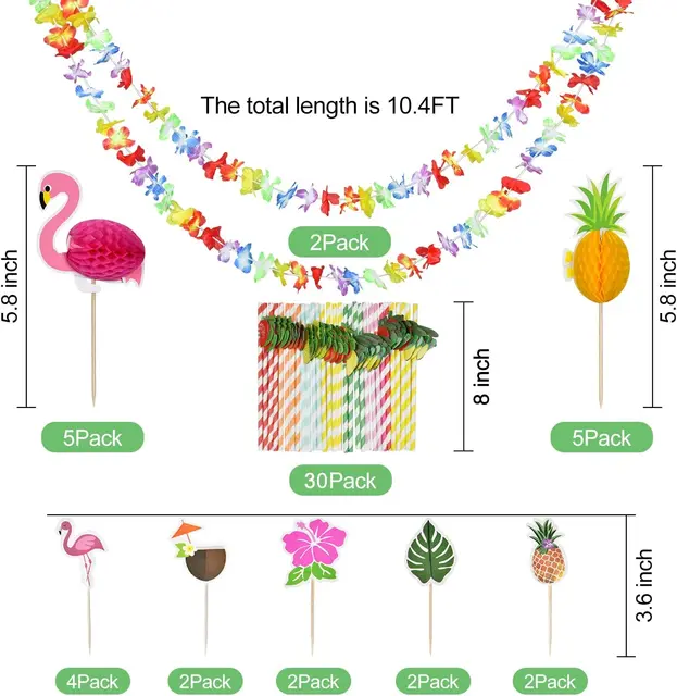 하와이 파라다이스를 위한 잔디 스커트와 꽃의 열대 조화