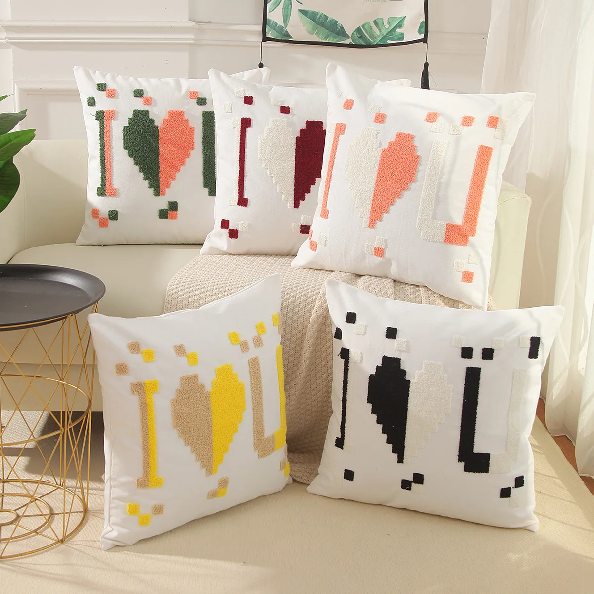 

Printed Canvas Sofa Pillow Cushion Living Room Pillow Bedside Large Backrest Pillow Cover Non Core Cotton and Linen Pillow Cover