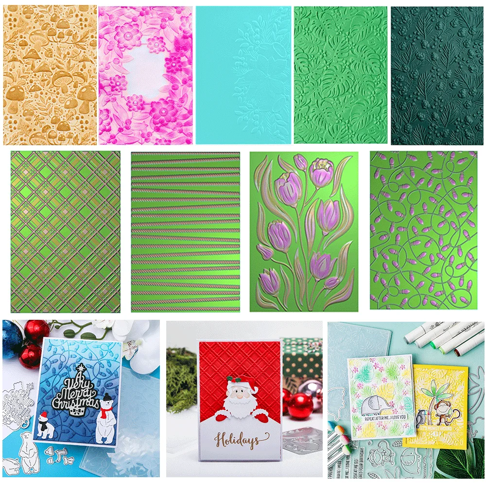 Argyle Plaid; Leaf 3D Embossing Folder and Matching Dies for Adding Textured Detail To Paper Crafting Card Making Supplies plastic embossing folder embossing folder